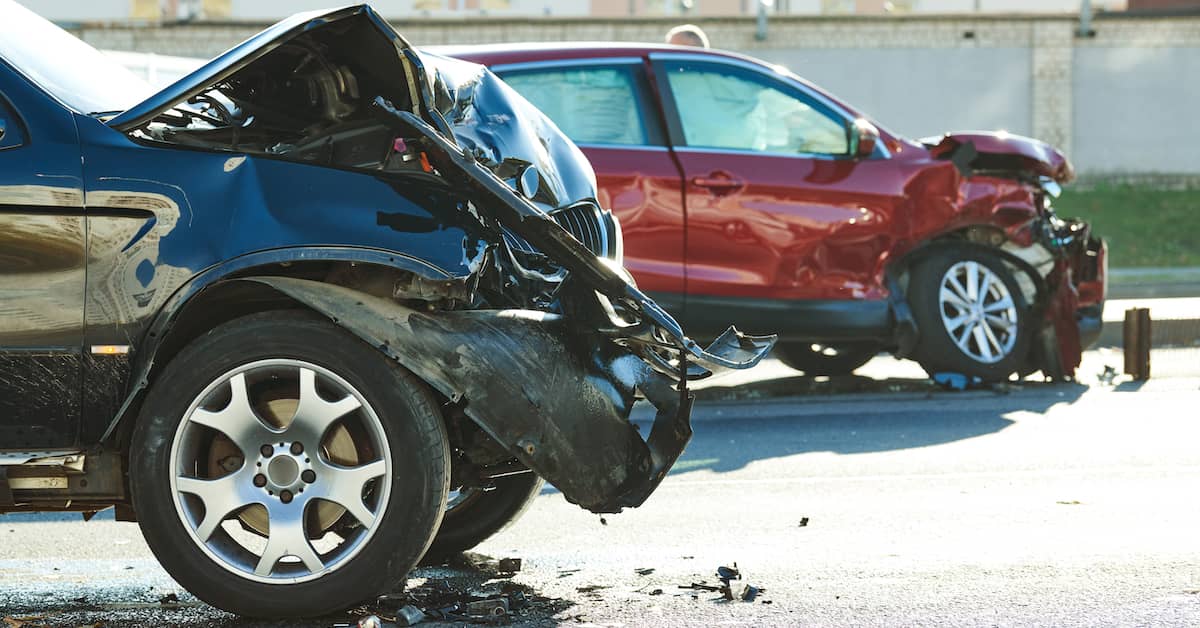 a smashed vehicle after a car accident | Roberts Wilson, P.A.